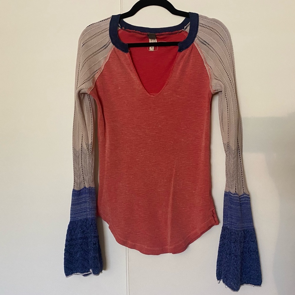 We the Free knit / bell sleeve multicolor henley